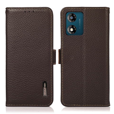 Funda de Cuero Cartera con Soporte Carcasa B03H para Motorola Moto E13 Marron