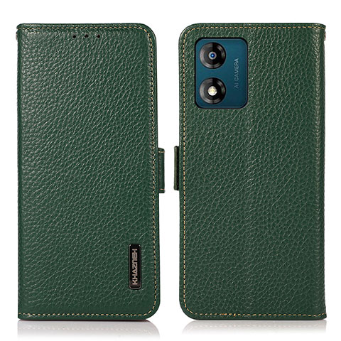 Funda de Cuero Cartera con Soporte Carcasa B03H para Motorola Moto E13 Verde