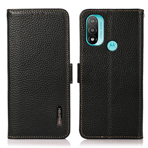 Funda de Cuero Cartera con Soporte Carcasa B03H para Motorola Moto E20 Negro