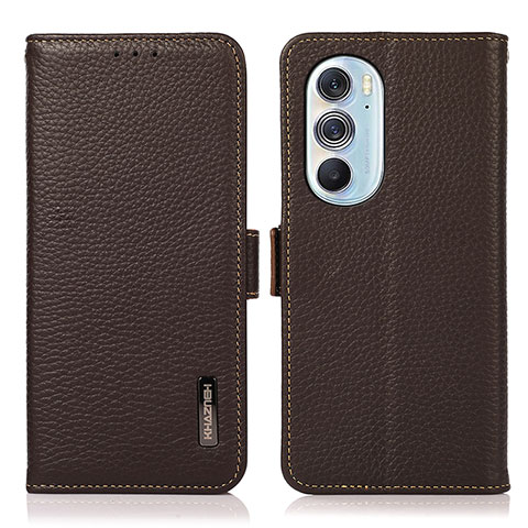 Funda de Cuero Cartera con Soporte Carcasa B03H para Motorola Moto Edge 30 Pro 5G Marron