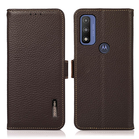 Funda de Cuero Cartera con Soporte Carcasa B03H para Motorola Moto G Pure Marron