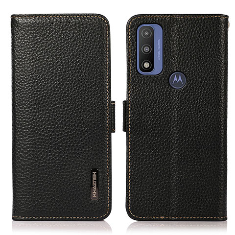 Funda de Cuero Cartera con Soporte Carcasa B03H para Motorola Moto G Pure Negro