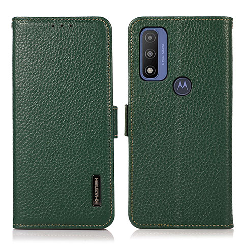 Funda de Cuero Cartera con Soporte Carcasa B03H para Motorola Moto G Pure Verde