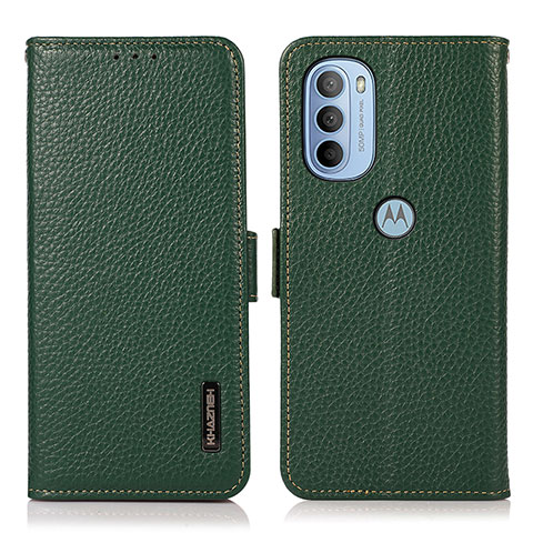 Funda de Cuero Cartera con Soporte Carcasa B03H para Motorola Moto G31 Verde