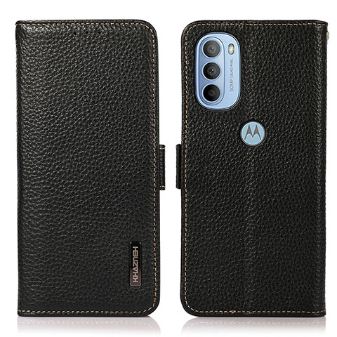 Funda de Cuero Cartera con Soporte Carcasa B03H para Motorola Moto G41 Negro