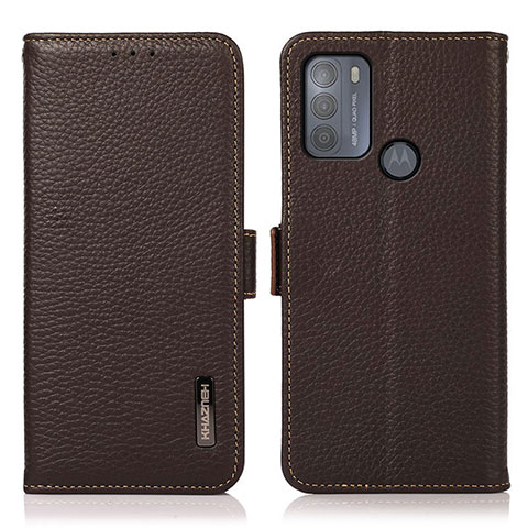 Funda de Cuero Cartera con Soporte Carcasa B03H para Motorola Moto G50 Marron