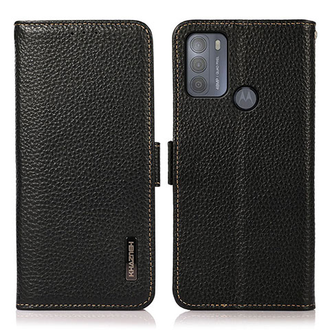 Funda de Cuero Cartera con Soporte Carcasa B03H para Motorola Moto G50 Negro