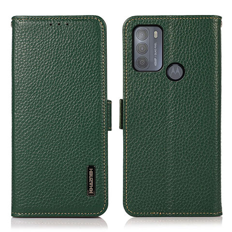 Funda de Cuero Cartera con Soporte Carcasa B03H para Motorola Moto G50 Verde