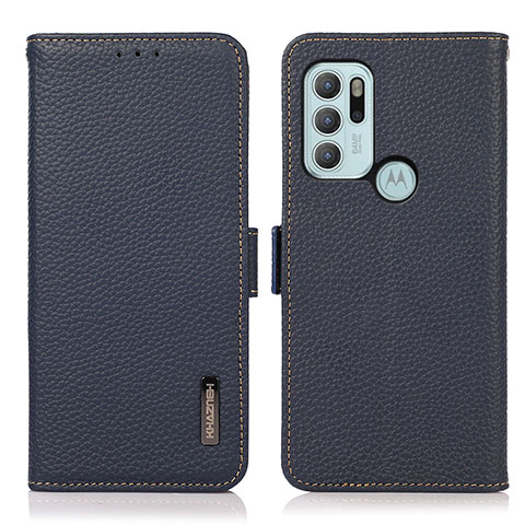 Funda de Cuero Cartera con Soporte Carcasa B03H para Motorola Moto G60s Azul