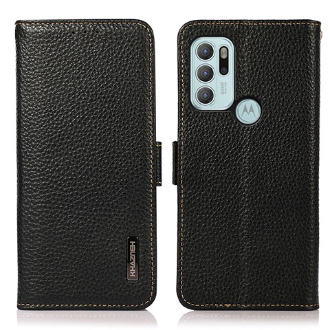 Funda de Cuero Cartera con Soporte Carcasa B03H para Motorola Moto G60s Negro