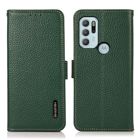 Funda de Cuero Cartera con Soporte Carcasa B03H para Motorola Moto G60s Verde