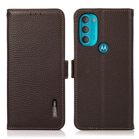 Funda de Cuero Cartera con Soporte Carcasa B03H para Motorola Moto G71 5G Marron