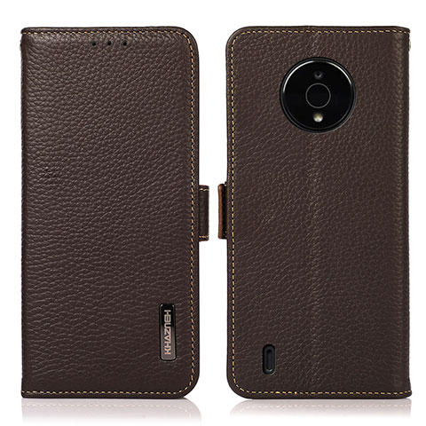 Funda de Cuero Cartera con Soporte Carcasa B03H para Nokia C200 Marron