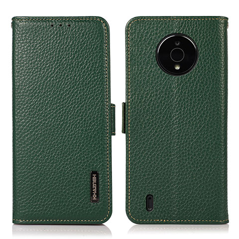 Funda de Cuero Cartera con Soporte Carcasa B03H para Nokia C200 Verde