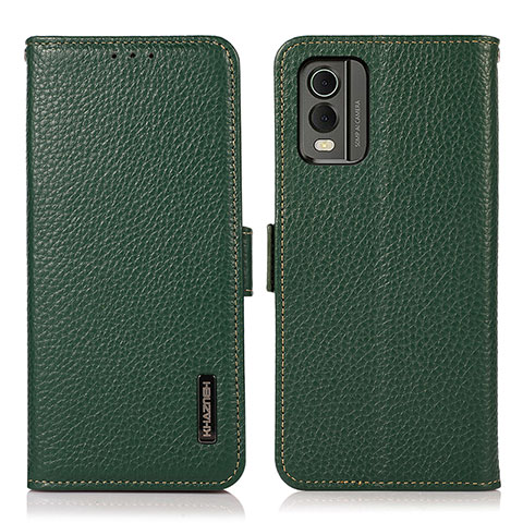 Funda de Cuero Cartera con Soporte Carcasa B03H para Nokia C210 Verde