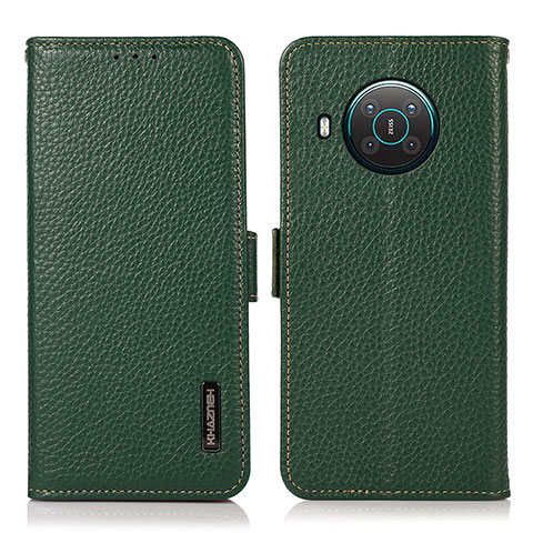 Funda de Cuero Cartera con Soporte Carcasa B03H para Nokia X10 Verde