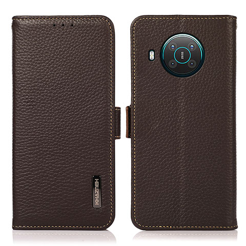 Funda de Cuero Cartera con Soporte Carcasa B03H para Nokia X20 Marron