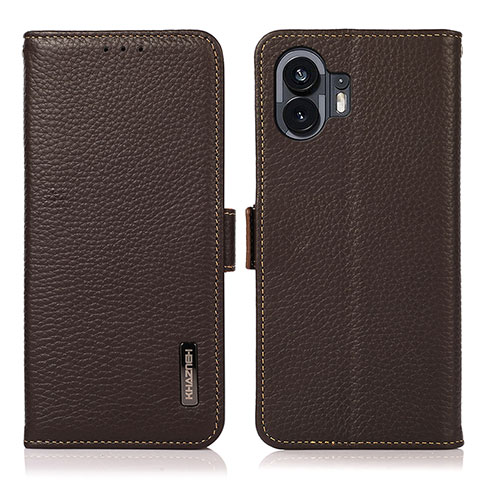 Funda de Cuero Cartera con Soporte Carcasa B03H para Nothing Phone 2 Marron