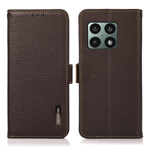 Funda de Cuero Cartera con Soporte Carcasa B03H para OnePlus 10 Pro 5G Marron