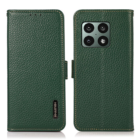 Funda de Cuero Cartera con Soporte Carcasa B03H para OnePlus 10 Pro 5G Verde