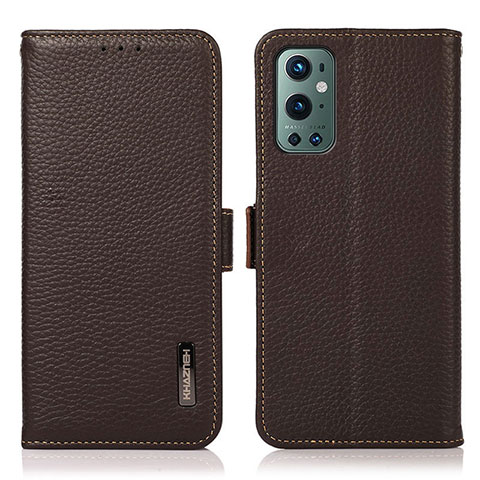 Funda de Cuero Cartera con Soporte Carcasa B03H para OnePlus 9 Pro 5G Marron