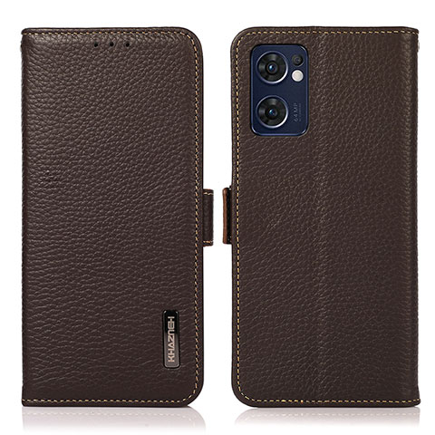 Funda de Cuero Cartera con Soporte Carcasa B03H para OnePlus Nord CE 2 5G Marron