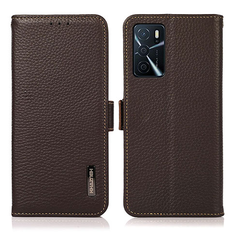 Funda de Cuero Cartera con Soporte Carcasa B03H para Oppo A16 Marron