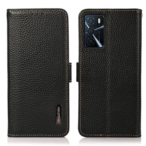 Funda de Cuero Cartera con Soporte Carcasa B03H para Oppo A16 Negro