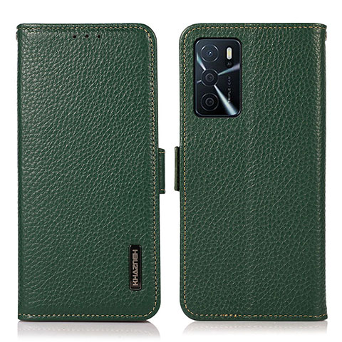 Funda de Cuero Cartera con Soporte Carcasa B03H para Oppo A16 Verde