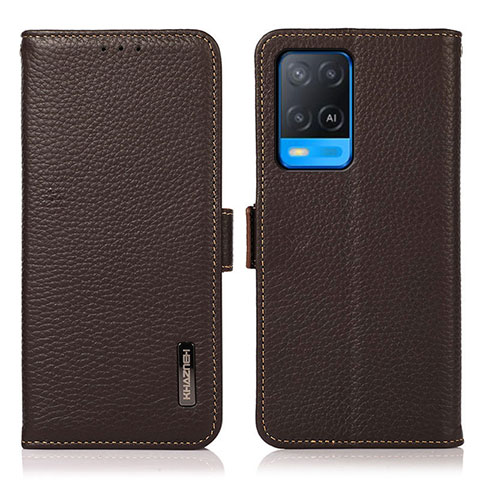 Funda de Cuero Cartera con Soporte Carcasa B03H para Oppo A54 4G Marron