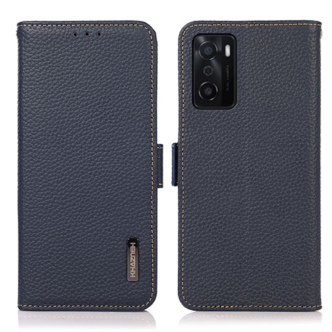 Funda de Cuero Cartera con Soporte Carcasa B03H para Oppo A55S 5G Azul