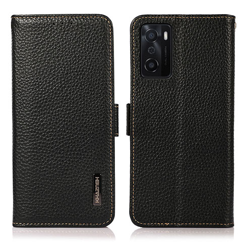 Funda de Cuero Cartera con Soporte Carcasa B03H para Oppo A55S 5G Negro