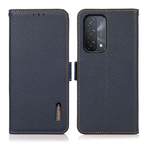 Funda de Cuero Cartera con Soporte Carcasa B03H para Oppo A74 5G Azul