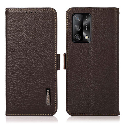 Funda de Cuero Cartera con Soporte Carcasa B03H para Oppo F19 Marron