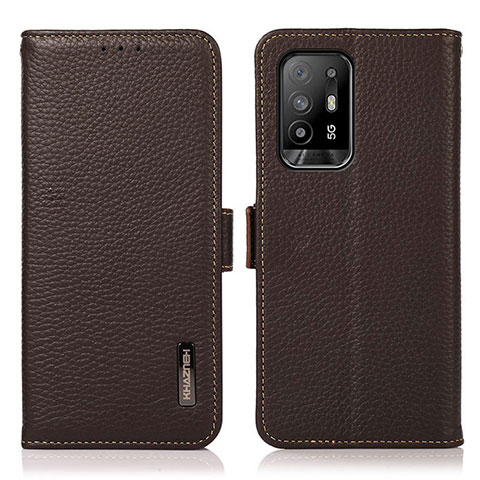 Funda de Cuero Cartera con Soporte Carcasa B03H para Oppo F19 Pro Marron