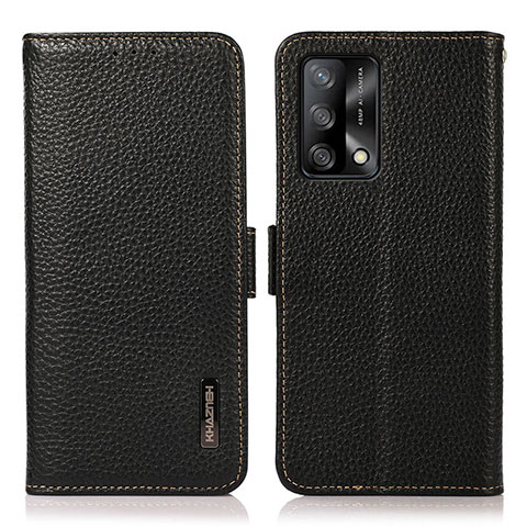 Funda de Cuero Cartera con Soporte Carcasa B03H para Oppo F19s Negro