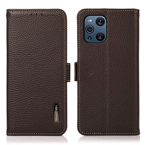 Funda de Cuero Cartera con Soporte Carcasa B03H para Oppo Find X3 5G Marron