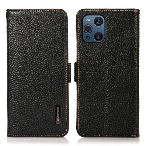 Funda de Cuero Cartera con Soporte Carcasa B03H para Oppo Find X3 5G Negro