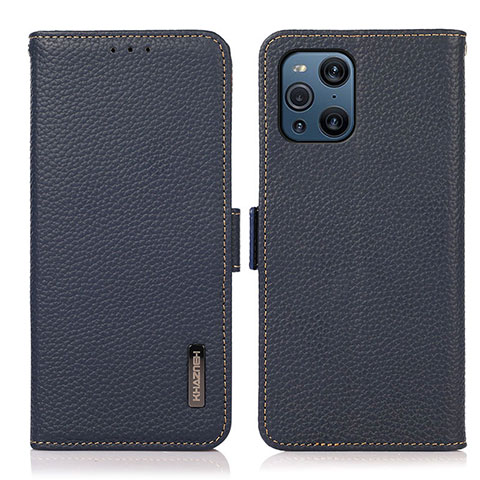 Funda de Cuero Cartera con Soporte Carcasa B03H para Oppo Find X3 Pro 5G Azul