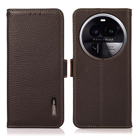 Funda de Cuero Cartera con Soporte Carcasa B03H para Oppo Find X6 Pro 5G Marron