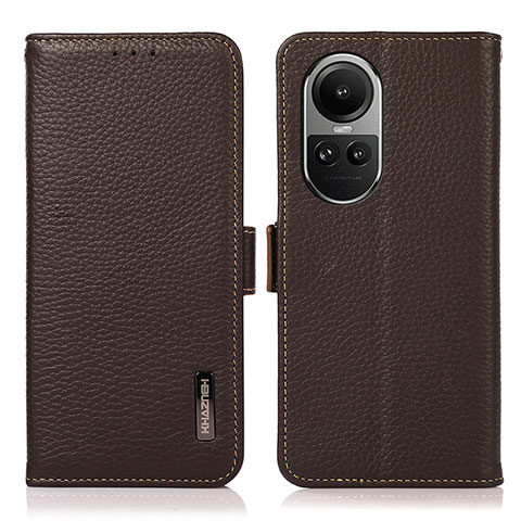 Funda de Cuero Cartera con Soporte Carcasa B03H para Oppo Reno10 5G Marron