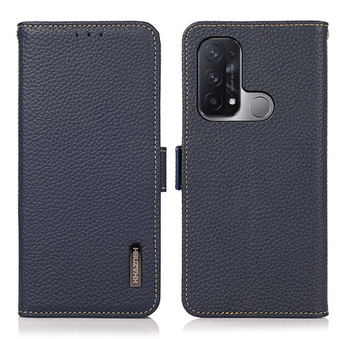 Funda de Cuero Cartera con Soporte Carcasa B03H para Oppo Reno5 A Azul