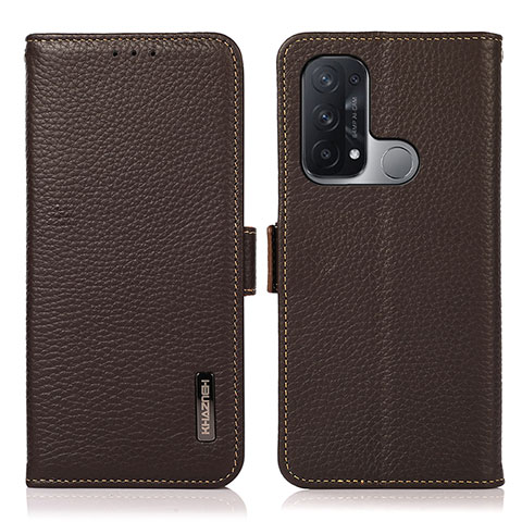 Funda de Cuero Cartera con Soporte Carcasa B03H para Oppo Reno5 A Marron