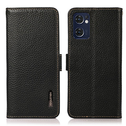 Funda de Cuero Cartera con Soporte Carcasa B03H para Oppo Reno7 5G Negro