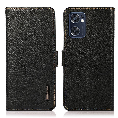 Funda de Cuero Cartera con Soporte Carcasa B03H para Oppo Reno7 SE 5G Negro