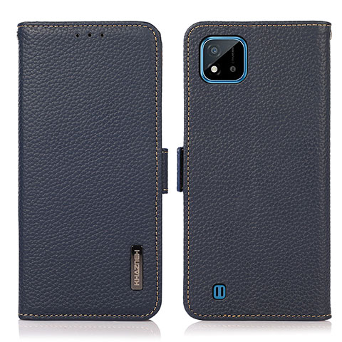 Funda de Cuero Cartera con Soporte Carcasa B03H para Realme C20A Azul