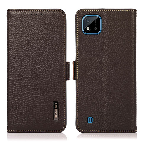 Funda de Cuero Cartera con Soporte Carcasa B03H para Realme C20A Marron