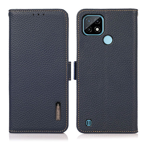 Funda de Cuero Cartera con Soporte Carcasa B03H para Realme C21 Azul