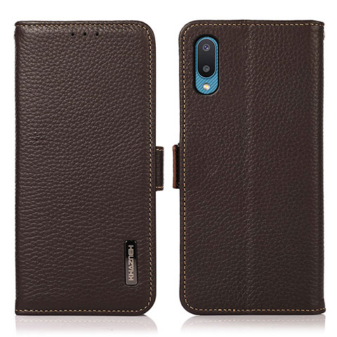 Funda de Cuero Cartera con Soporte Carcasa B03H para Samsung Galaxy A02 Marron