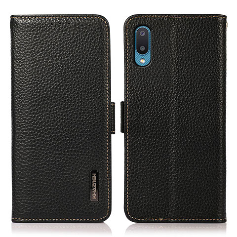 Funda de Cuero Cartera con Soporte Carcasa B03H para Samsung Galaxy A02 Negro